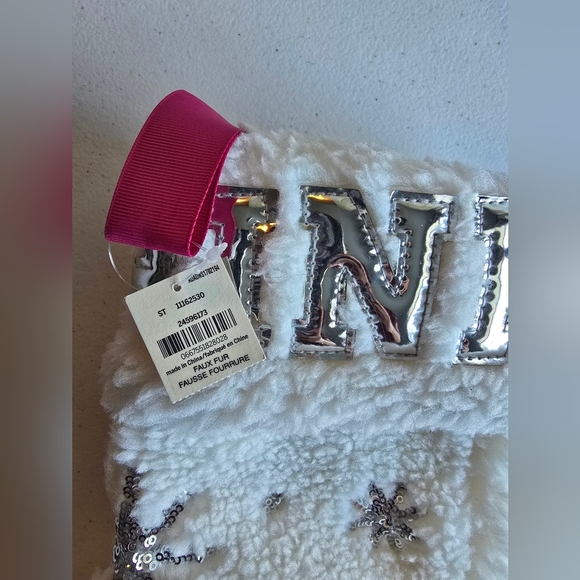 🩷🩷PINK White and Silver Holiday Stocking - Picture 5 of 7